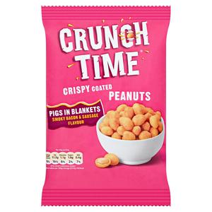 Crunch Time Crispy Coated Peanuts Pigs in Blankets Smoky Bacon & Sausage Flavour 120g