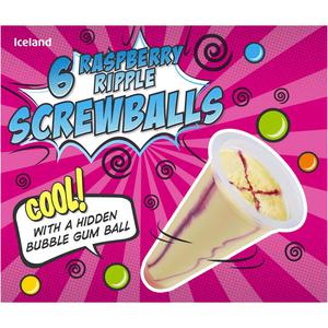 Iceland 6 Raspberry Ripple Screwballs 600ml