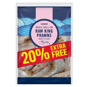 Iceland Whole Shell-On Raw King Prawns 270g