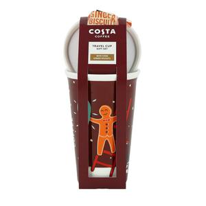 Costa Coffee Travel Cup With Ginger Biscuits Gift Set