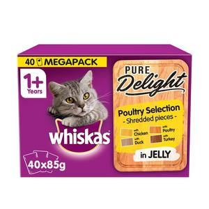 Whiskas Pure Delight Cat Food Pouches Poultry in Jelly Mega Pack