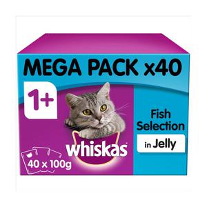 Whiskas Adult 1+ Wet Cat Food Pouches Fish in Jelly Mega Pack