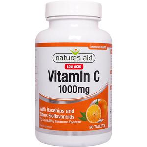 Natures Aid Low Acid Vitamin C 1000mg Tablets