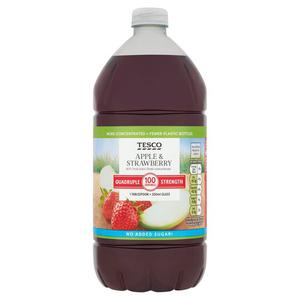 Tesco Quadruple Strength Apple & Strawberry Squash No Added Sugar 1.5L