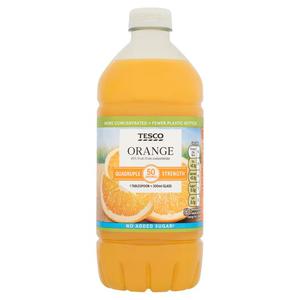 Tesco Quadruple Strength Orange Squash No Added Sugar 750Ml