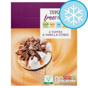 Tesco Free From Toffee & Vanilla Cones 4X110ml