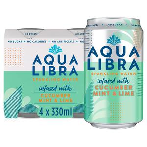 Aqua Libra Sparkling Water Cucumber Mint Lime4x330ml