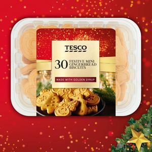 Tesco 30 Festive Gingerbread Mini Biscuits 300G