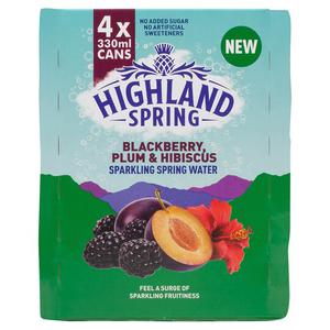 Highland Spring Blackberry Plum Spring Water 4X330ml