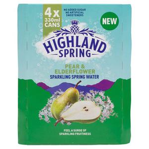 Highland Spring Pear & Elderflower Spring Water 4X330ml