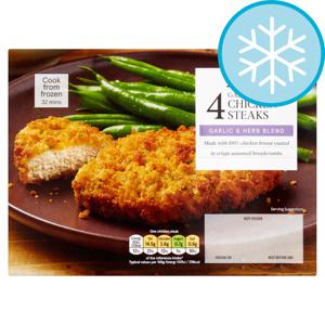 Tesco 4 Garlic & Herb Chicken Steaks 380G