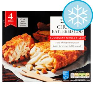 Tesco 4 Battered Chunky Cod Fillets 500G