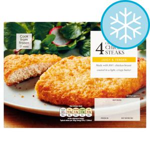 Tesco 4 Crispy Chicken Steaks 380G