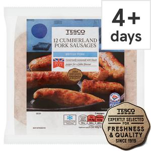 Tesco 12 Cumberland British Pork Sausages 681G