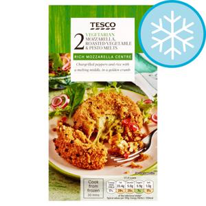 Tesco 2 Vegetarian Mozzarella Roast Vegetable & Pesto Melts 280G