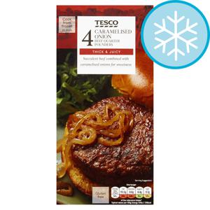 Tesco 4 Caramelised Onion Quarter Pounders 454G