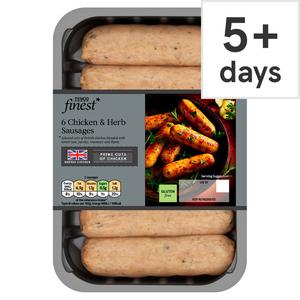 Tesco Finest 6 Chicken & Herb Sausages 360G