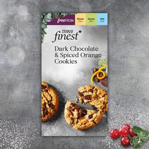 Tesco Finest Free From Dark Chocolate & Spiced Orange Cookie 150G