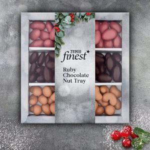 Tesco Finest Ruby Chocolate Nut Tray 305G