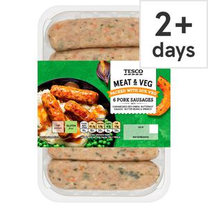 Tesco Meat & Vegetable 6 Pork Sausages 400G