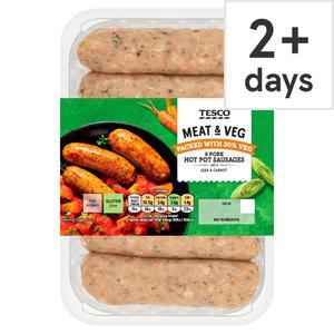 Tesco Meat & Vegetable 6 Pork Hot Pot Sausages 400G