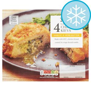 Tesco 4 Garlic Butter Breaded Chicken Kievs 500G