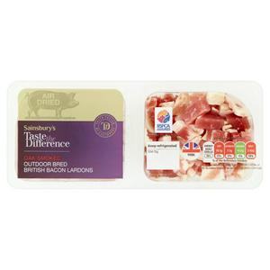 Sainsbury's Oak Smoked British Bacon Lardons, Taste the Difference 160g