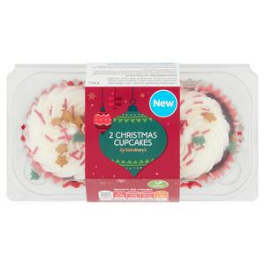 Sainsbury's Christmas Cupcakes x2 116g