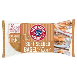 Sainsbury's New York Bakery Co. Soft Seeded Sliced Bagel Thins x4