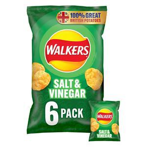 Sainsbury's Walkers Salt & Vinegar Multipack Crisps 6x25g