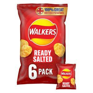 Sainsbury's Walkers Ready Salted Multipack Crisps 6x25g