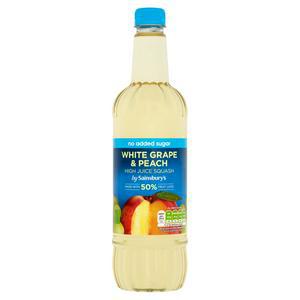 Sainsbury's High Juice Squash White Grape & Peach, No added Sugar 1L