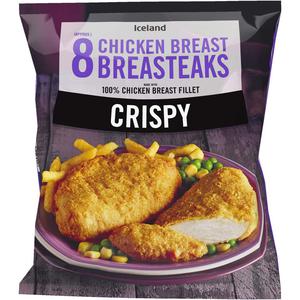 Iceland 8 (approx.) Crispy Chicken Breast Breasteaks 680g