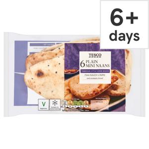 Tesco 6 Mini Plain Naan Breads 282G