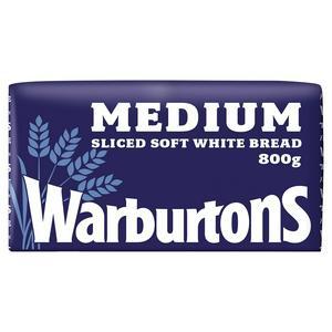 Sainsbury's Warburtons Medium Sliced White Bread 800g