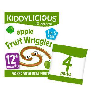 Sainsbury's Kiddylicious Apple Fruit Wriggles 4 x 12g