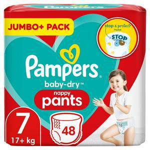 Sainsbury's Pampers Baby Dry Nappy Pants Size 7, Jumbo+ Pack 17kg+ x48