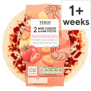 Tesco Kids Cheese & Ham 2 Pizzas 232G