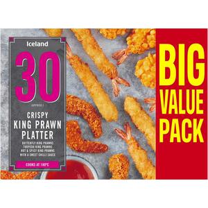 Iceland 30 (Approx.) Crispy King Prawn Platter with a Sweet Chilli Sauce 420g