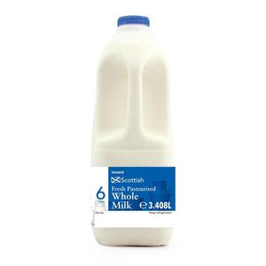 Iceland Scottish Fresh Pasteurised Whole Milk 6 Pints / 3.4L