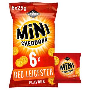 Jacob'S Jacobs Mini Cheddars Red Leicester 6X25g