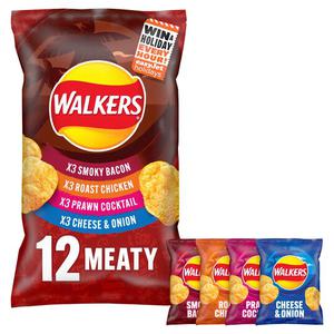 Walkers Meaty Variety Crisps 12X25g