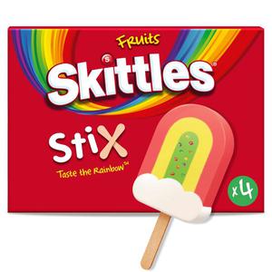 Skittles Rainbow Sticks Fruity Flavoured Ice Cream 4X60ml