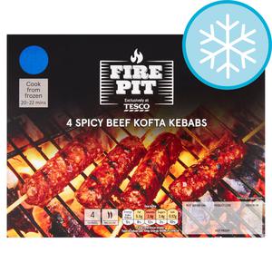 Tesco Fire Pit 4 Spicy Beef Kofta Kebabs 240G