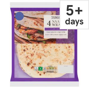 Tesco 4 Naan Wraps 340G