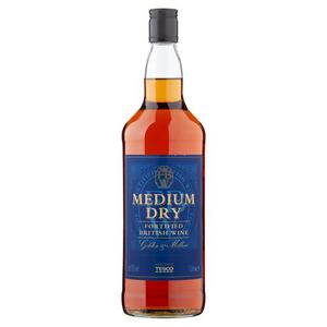 Tesco Medium Dry Fortified British Wine 1L.