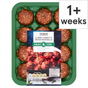 Tesco 12 Beef Carrot & Onion Meatballs 336G