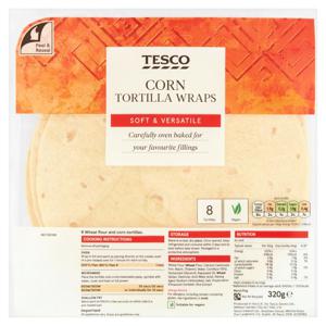 Tesco 8 Corn Tortilla Wrap 320G