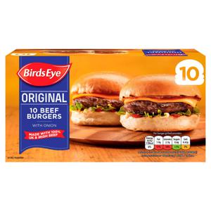 Birds Eye 10 Original Beef Burgers with Onion 567g