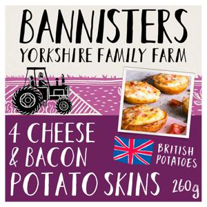 Bannisters Yorkshire Family Farm 4 Cheese & Bacon Potato Skins 260g